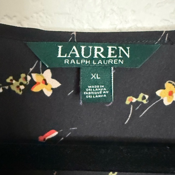 LAUREN RALPH LAUREN Women's Floral Print Ruffled Keyhole Blouse Shirt Top - Picture 4 of 9